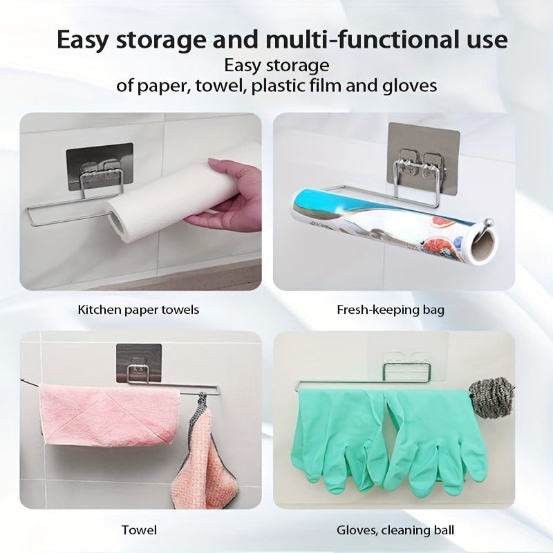 Durable stainless steel hooks, lazy hooks that do not require drilling, wall mounted cloth racks, tissue racks, suitable for kitchens, bathrooms, and offices. You can also purchase matching scouring pads