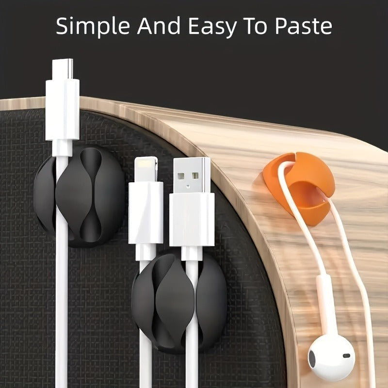 Simple And Stylish Circular 3-channel Storage Clip - Desktop Charging Cable Organizer Buckle, Headphone Charging Cable Organizer, Self-adhesive USB Cable Holder, Mouse Cable Storage Box, Art Supplies, Utility Hooks