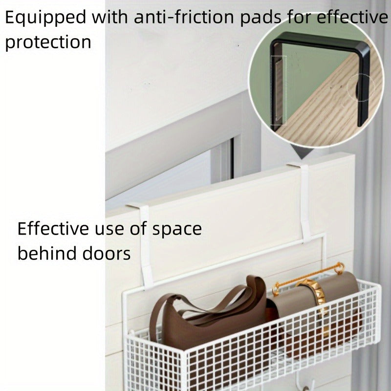 2-Tier Iron Over-the-Door Storage Rack with Hooks and Mesh Baskets for Bathroom, Bedroom, Kitchen, Office, Industrial & Commercial Cleaning