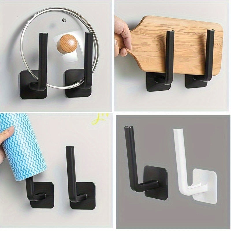 Non-Porous, And Easy-to-Install Solution For Foyer, Multi Functional Hole Free Adhesive Hook, Hole Free Black Seamless Hook Holder, L-shaped Strong Hook