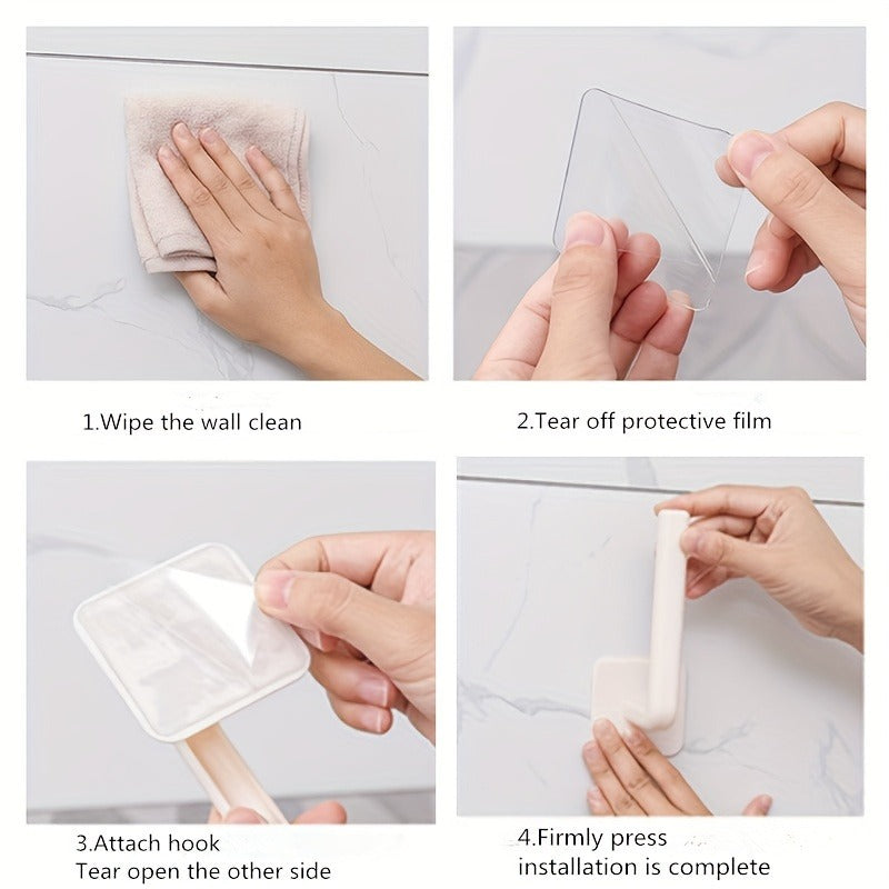 3/ 6pcs Household Multifunctional Long Handle Strong Self-Adhesive Hook, No Punching Design, Suitable for Kitchen, Bathroom And Other Scenarios, L-Shaped Practical Hook, Utility Hooks