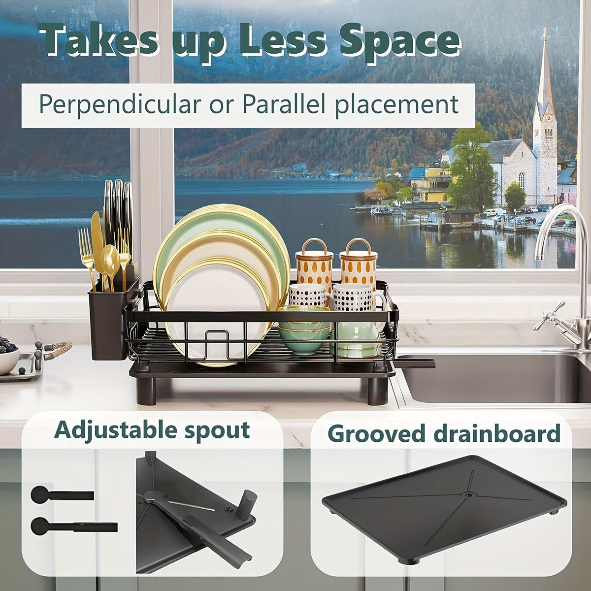 Kitchen Dish Rack - Space-saving, easy to use, compact, suitable for daily dishwashing