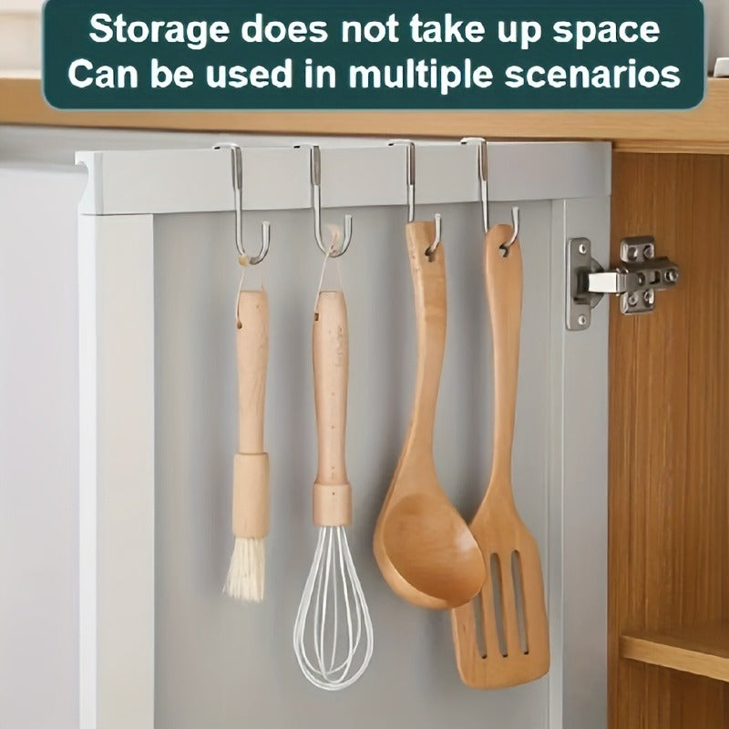 2pcs Heavy-Duty Stainless Steel S-Shaped Hooks - Rust-Resistant, No-Drill Easy Installation for Bedroom, Bathroom & Kitchen - Space-Saving Double Door Hangers for Cabinets & Organizers