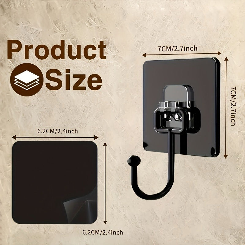 5pcs Strong Adhesive Rotating Waterproof Wall Hooks - Easy Installation, Sleek Black Design, Ideal for Kitchen & Bathroom Storage