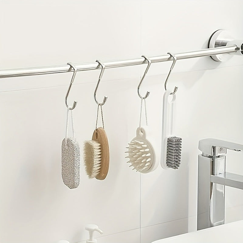Silver S-Shaped Metal Over-the-Door Hook - 1pc Strong Load Capacity, Multi-Use, Easy Install, Wall Mount, Rust-Resistant, Space-Efficient for Kitchen, Dorm, Wardrobe, Shoe Cabinet