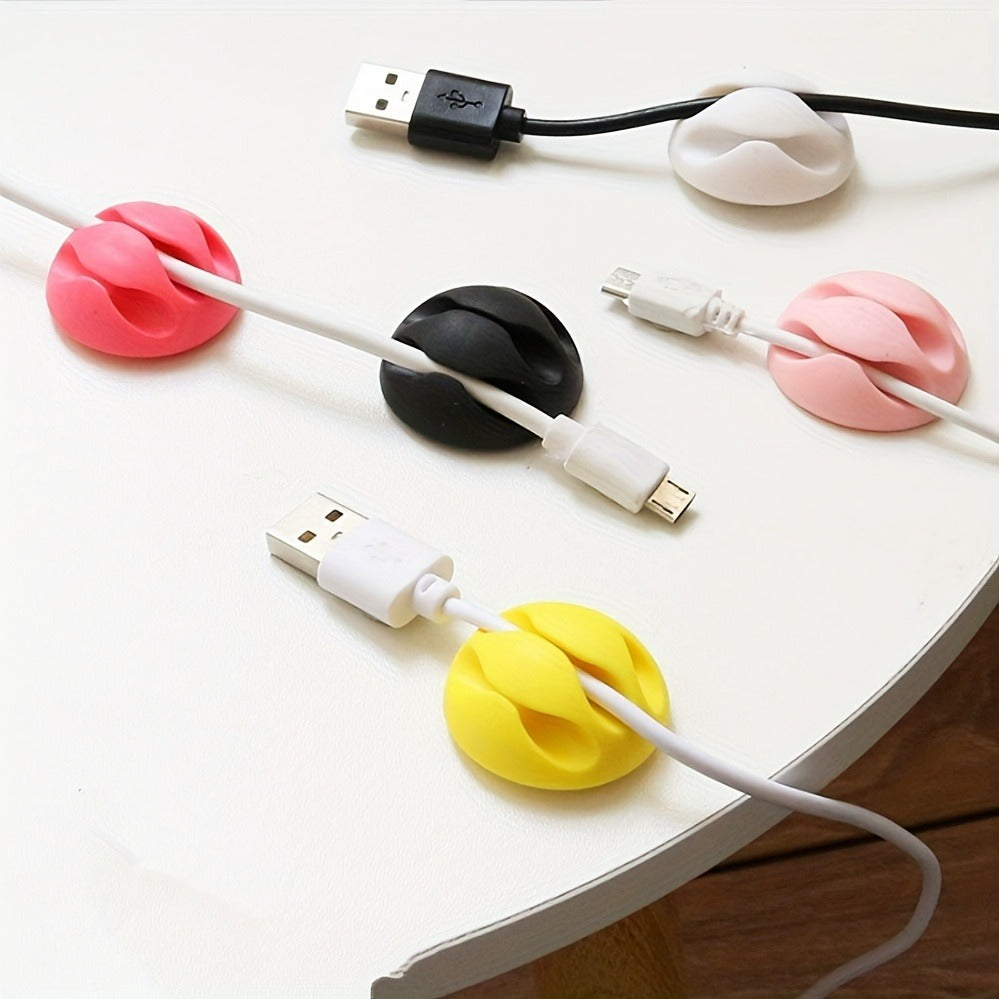 Simple And Stylish Circular 3-channel Storage Clip - Desktop Charging Cable Organizer Buckle, Headphone Charging Cable Organizer, Self-adhesive USB Cable Holder, Mouse Cable Storage Box, Art Supplies, Utility Hooks