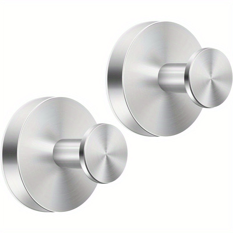 Suction Cup Hooks for Shower Rooms, Bathrooms, Glass Doors, Mirrors, Kitchen Tiles, Loofahs, Towels, Coats, Drill-Free Bathrobe Hooks, Can Hang Items up to 15 Pounds, Removable Wall Hooks, Brushed Silver, 2 Pack