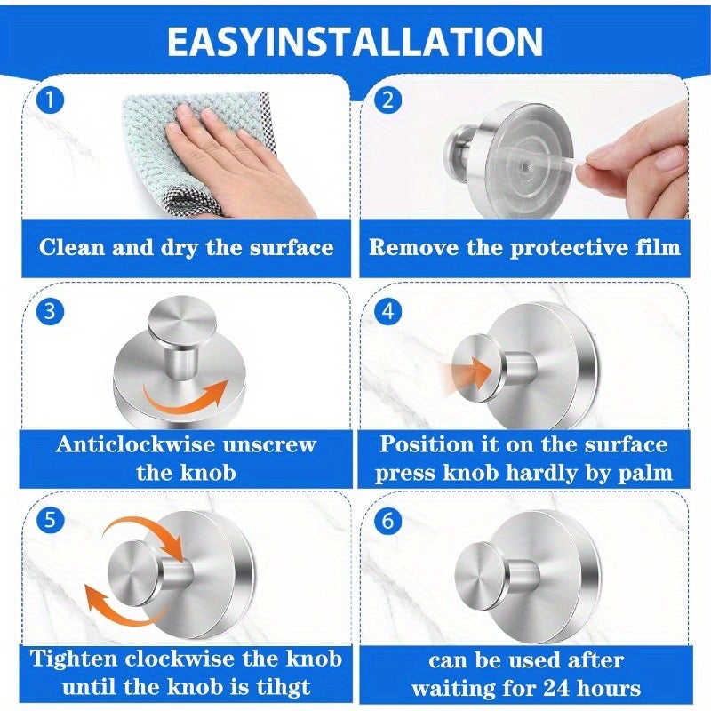 Suction Cup Hooks for Shower Rooms, Bathrooms, Glass Doors, Mirrors, Kitchen Tiles, Loofahs, Towels, Coats, Drill-Free Bathrobe Hooks, Can Hang Items up to 15 Pounds, Removable Wall Hooks, Brushed Silver, 2 Pack