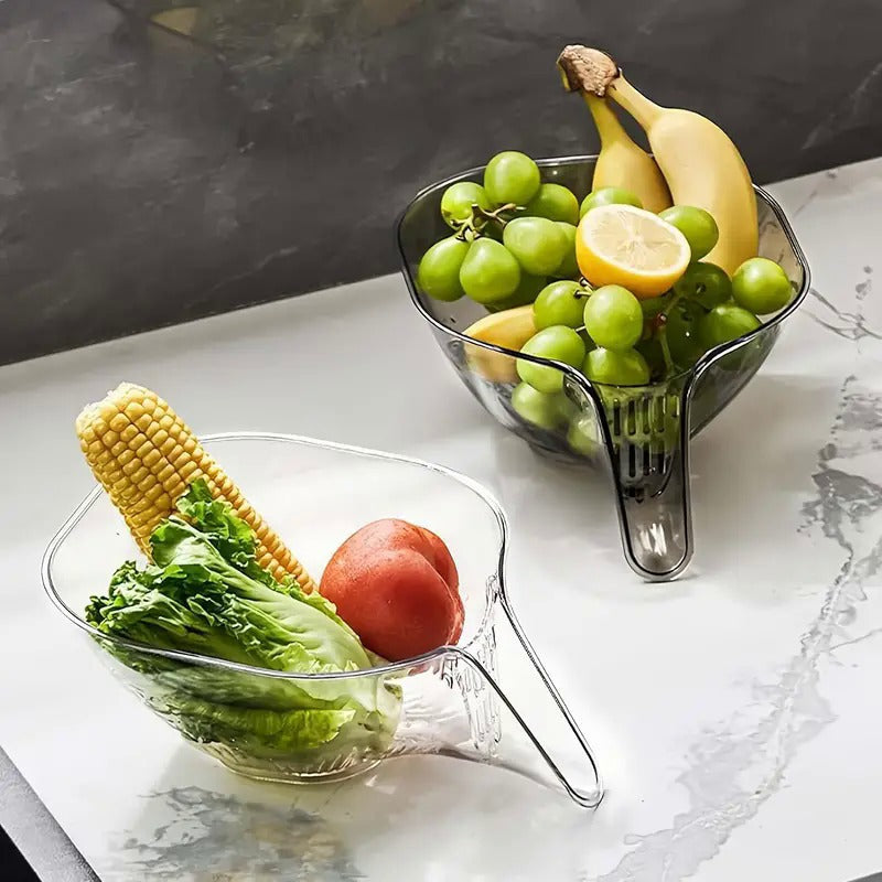[Multi-Functional Plastic Drain Basket] High-Quality, Versatile Kitchen Drain Basket - Multifunctional Plastic Strainer with Funnel for Vegetables, Pasta, Fruit & Salad - Perfect for BBQs & Outdoor Cooking