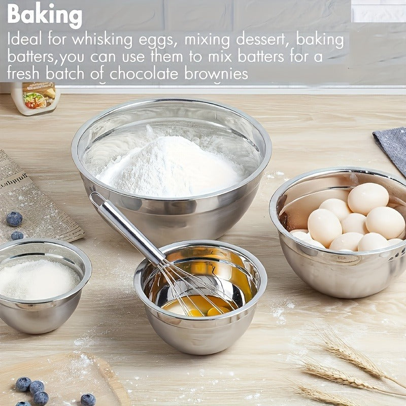 [Mixing Bowl | Stainless Steel] 7pcs Stainless Steel The Mixing Bowl with Cover | Used in The Kitchen, Suit for Baking, Preparing, Cooking and Serving Food, and Can Save Space