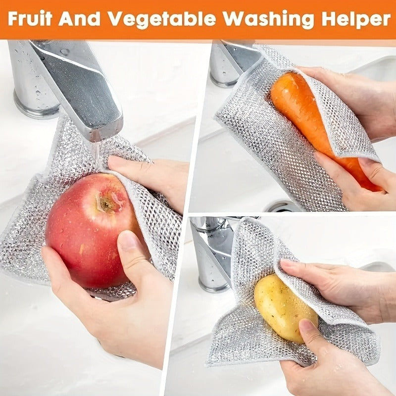 Metal Wire Rags, Cleaning Cloth Towels Scrub Rags Household Kitchen Pot Washing And Dishwashing Double Sided Rags Cleaning Cloth, Commercial Cleaning Cloth, Kitchen Degreasing Cloth, Durable Steel Ball Replacement - Affordable And Easy To Clean