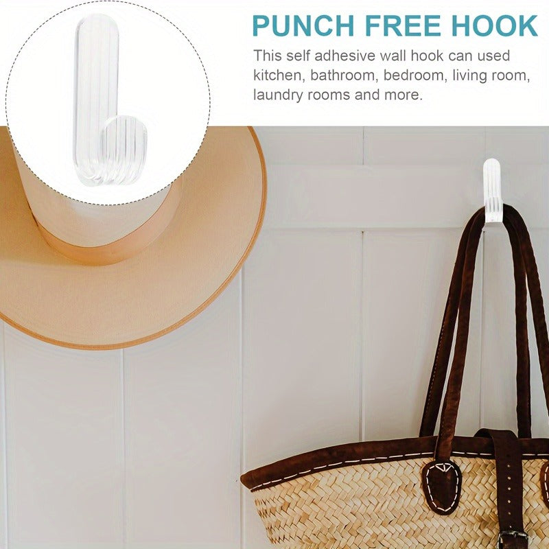 Transparent Acrylic Sticky Hooks, Wall-Mounted Easy to Install, No Need to Punch Holes, Strong Grip, Suitable for Bathrobes, Towels, Bathrooms, Bedrooms, Living Rooms, Storage Decorative, Utility Hooks