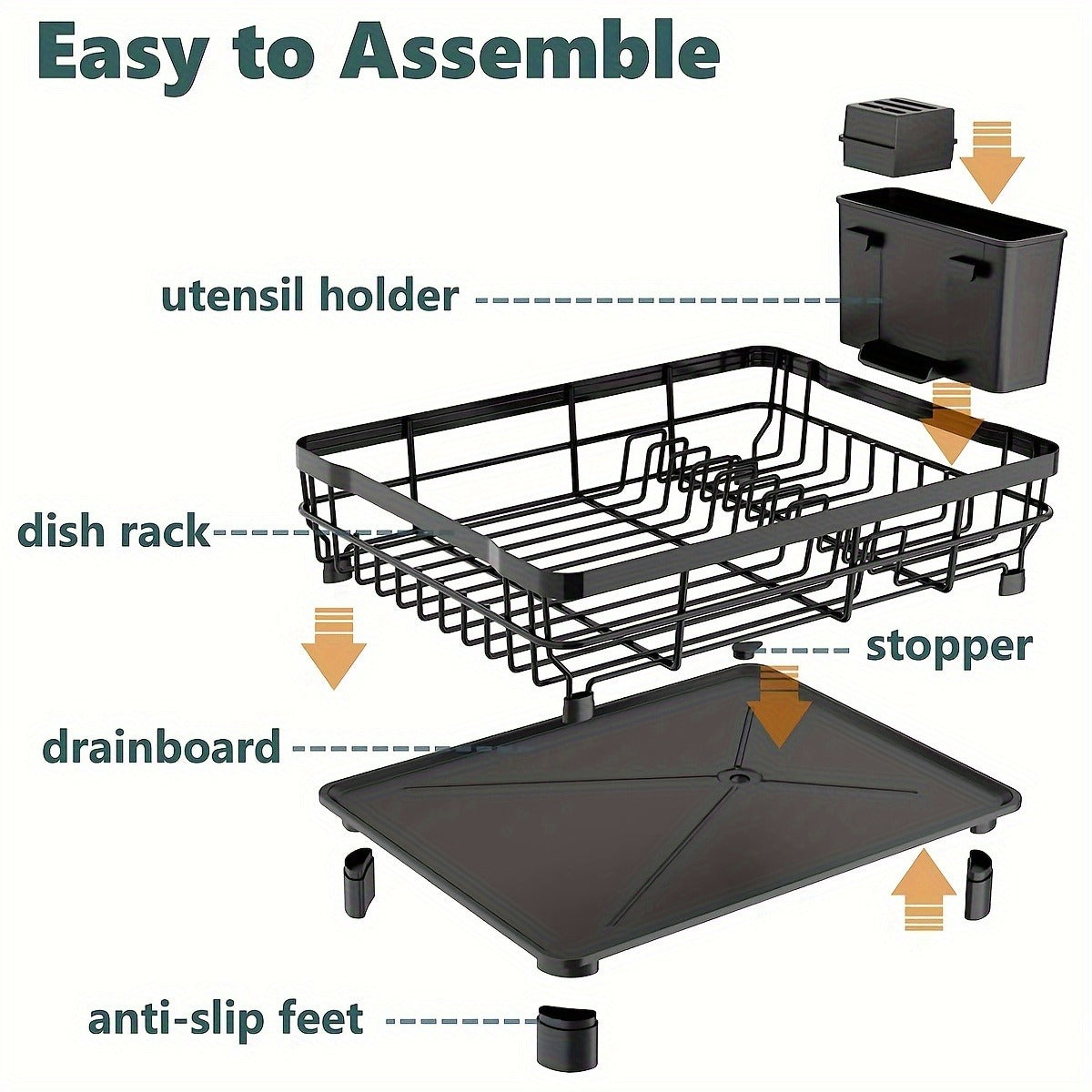 Kitchen Dish Rack - Space-saving, easy to use, compact, suitable for daily dishwashing
