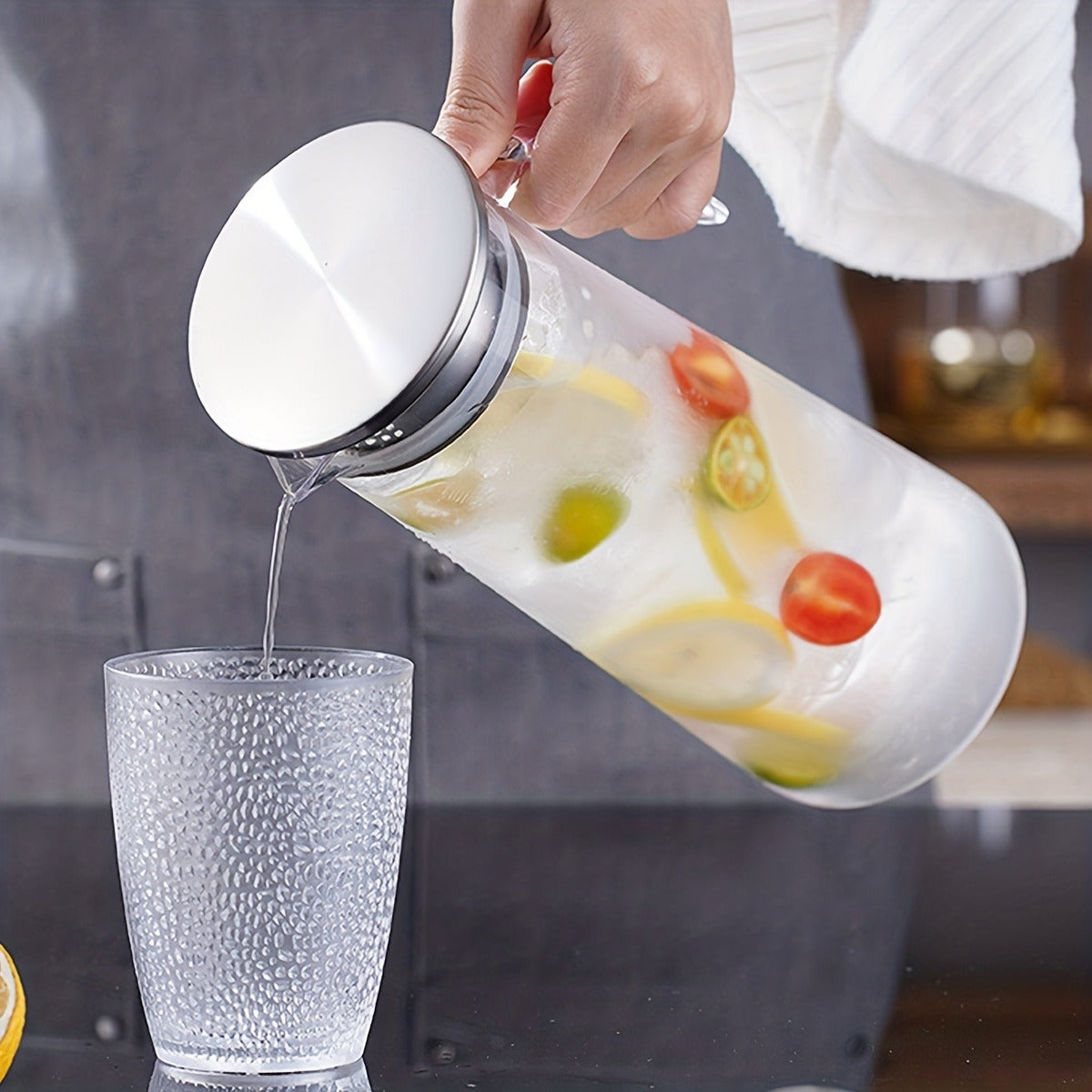 Heavy Duty 1pc Water Pitcher With Lid - 37.1oz/54.1oz Stainless Steel or Wooden Lid - For Juice, Bubble Tea, Summer Drinkware, Kitchen Stuff, Home Kitchen Items, Birthday Gifts