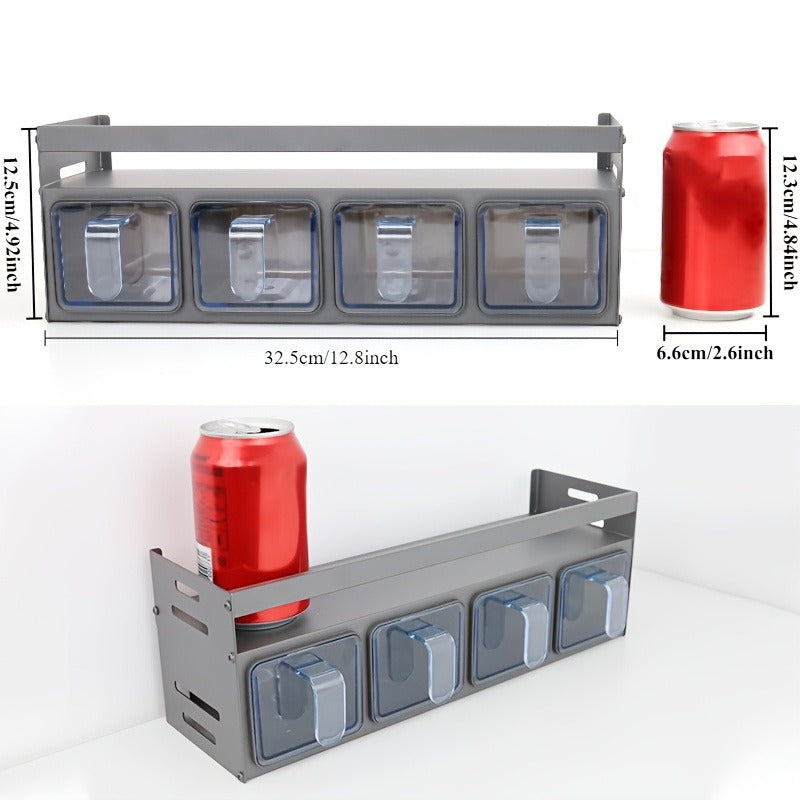 Wall-Mounted Spice Organizer Set - Durable Aluminum, Easy No-Drill Installation | Includes Seasoning Containers & Canisters for Kitchen