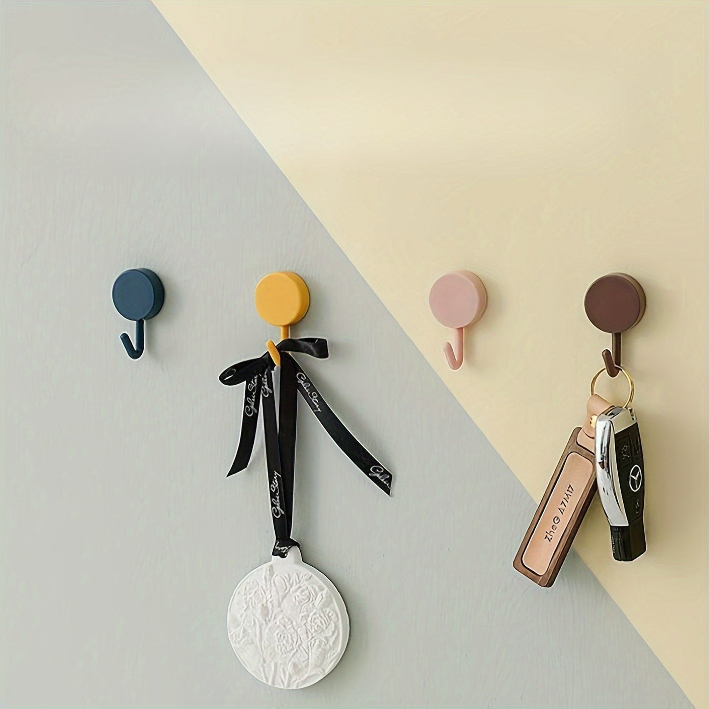 Self-Adhesive Wall Hooks - Convenient Wall Hooks For Home Storage - No Drilling Required For Hanging Coats, Bags, Towels And More Organizing Accessories With Strong Adhesive And Reusable Design