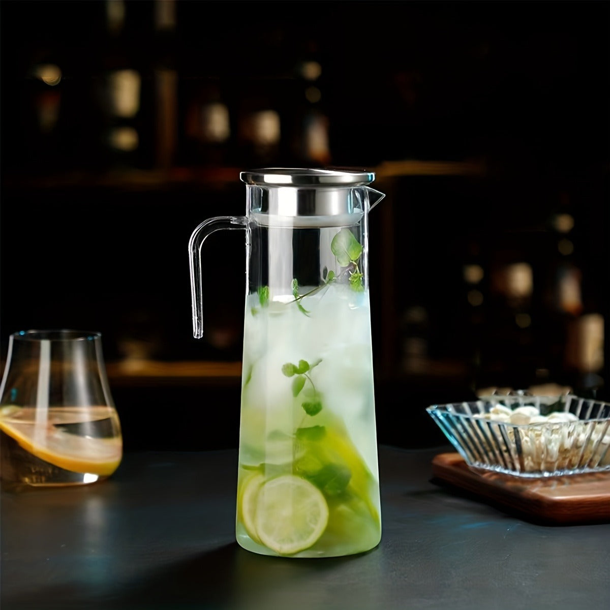 Heavy Duty 1pc Water Pitcher With Lid - 37.1oz/54.1oz Stainless Steel or Wooden Lid - For Juice, Bubble Tea, Summer Drinkware, Kitchen Stuff, Home Kitchen Items, Birthday Gifts
