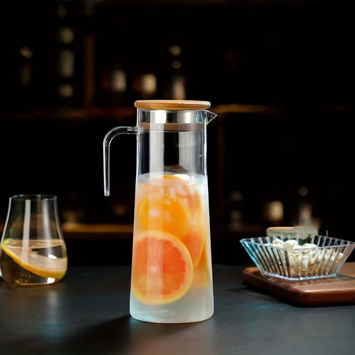 Heavy Duty 1pc Water Pitcher With Lid - 37.1oz/54.1oz Stainless Steel or Wooden Lid - For Juice, Bubble Tea, Summer Drinkware, Kitchen Stuff, Home Kitchen Items, Birthday Gifts