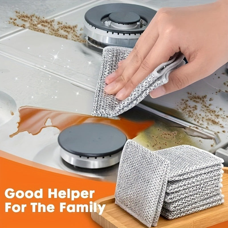 Metal Wire Rags, Cleaning Cloth Towels Scrub Rags Household Kitchen Pot Washing And Dishwashing Double Sided Rags Cleaning Cloth, Commercial Cleaning Cloth, Kitchen Degreasing Cloth, Durable Steel Ball Replacement - Affordable And Easy To Clean