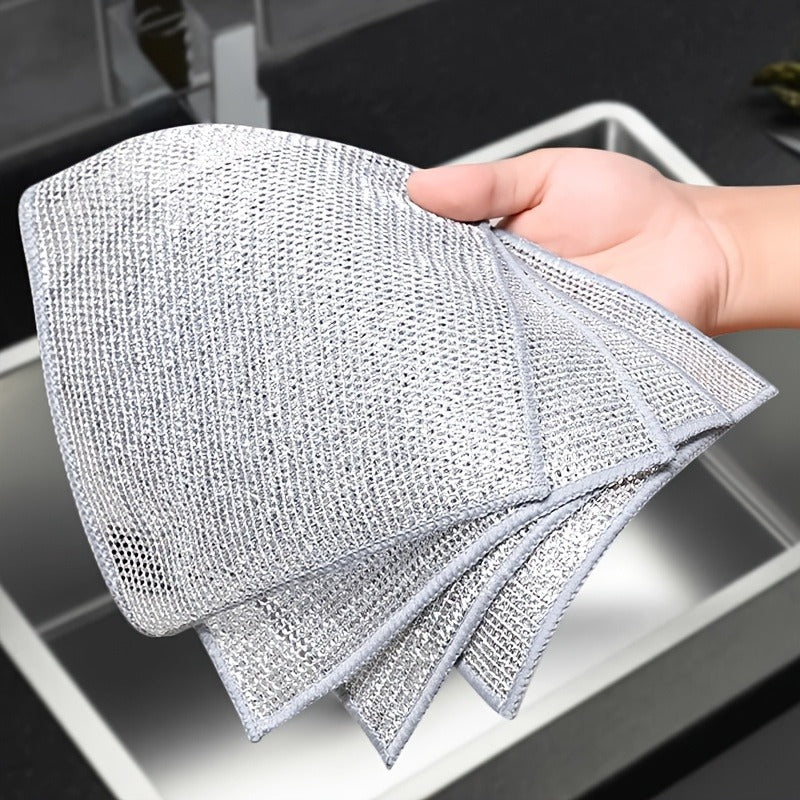 Metal Wire Rags, Cleaning Cloth Towels Scrub Rags Household Kitchen Pot Washing And Dishwashing Double Sided Rags Cleaning Cloth, Commercial Cleaning Cloth, Kitchen Degreasing Cloth, Durable Steel Ball Replacement - Affordable And Easy To Clean