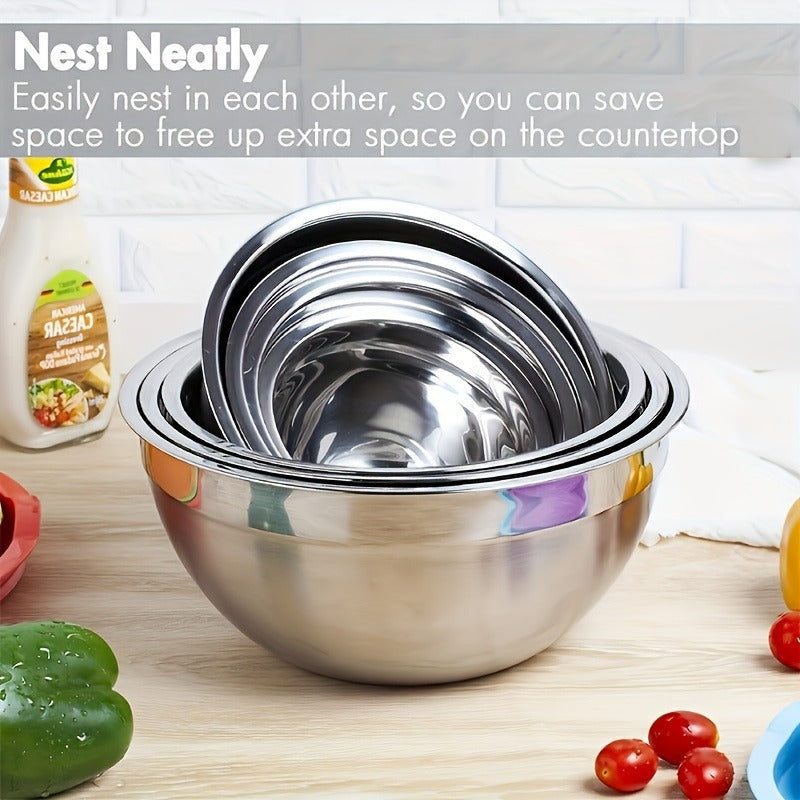 [Mixing Bowl | Stainless Steel] 7pcs Stainless Steel The Mixing Bowl with Cover | Used in The Kitchen, Suit for Baking, Preparing, Cooking and Serving Food, and Can Save Space
