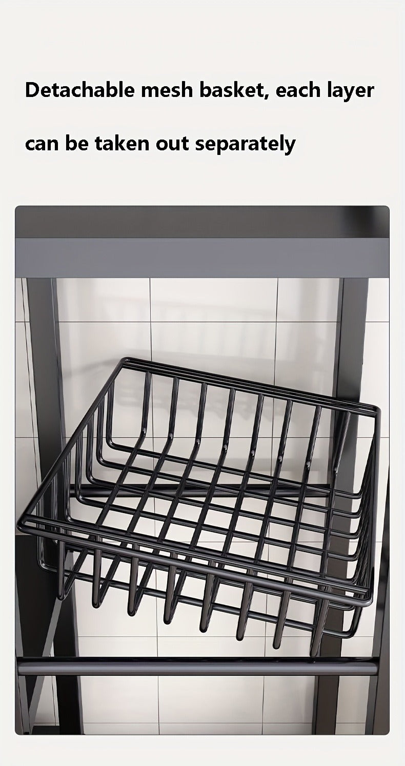 4-layer Rolling Metal Storage Cart With Wheels, Suitable For Microwave Ovens, Appliances, Seasoning Racks, Very Suitable For Storing Fruits, Vegetables, Tableware, Etc., Food Storage Room Storage Items And Storage Racks