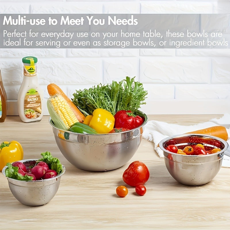 [Mixing Bowl | Stainless Steel] 7pcs Stainless Steel The Mixing Bowl with Cover | Used in The Kitchen, Suit for Baking, Preparing, Cooking and Serving Food, and Can Save Space