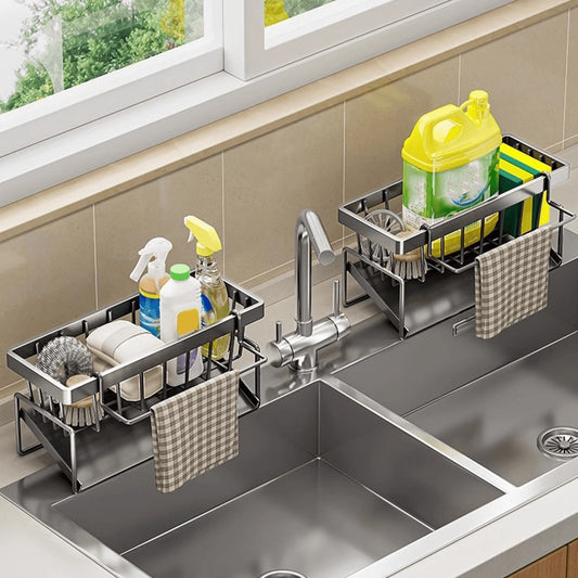 Multifunctional Kitchen & Bathroom Sink Organizer, Multifunctional Drainage Rack New Multi-Layer ABS Material Rag Organizer for Outdoor Storage Boxes, Cabinets, Shelves, Buy Kitchen Supplies for Your Family