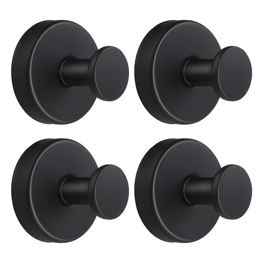 Stainless Steel Waterproof Suction Hooks - Anti-Slip Wall-Mounted Bathroom & Kitchen Hooks for Shower, Glass Windows, Tiles - Contemporary Black Finish, No-Drill Installation