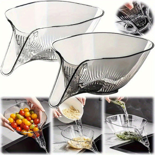 [Multi-Functional Plastic Drain Basket] High-Quality, Versatile Kitchen Drain Basket - Multifunctional Plastic Strainer with Funnel for Vegetables, Pasta, Fruit & Salad - Perfect for BBQs & Outdoor Cooking