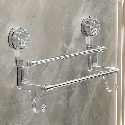 Suction Cup Towel Rack, Bathroom Storage Rack, Household Light Luxury Towel Storage With Hooks, Dry And Wet Towel Storage Rack