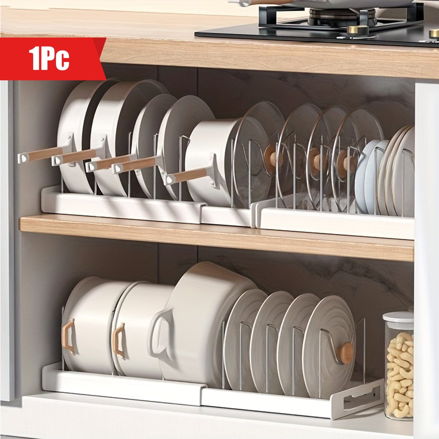 1 Retractable Cabinet Organizer, Heavy-duty Storage and Sliding Out Storage Room Shelves, Metal Tray Multi-purpose Dry Storage Rack, Used for Kitchen Counters and Kitchen Supplies