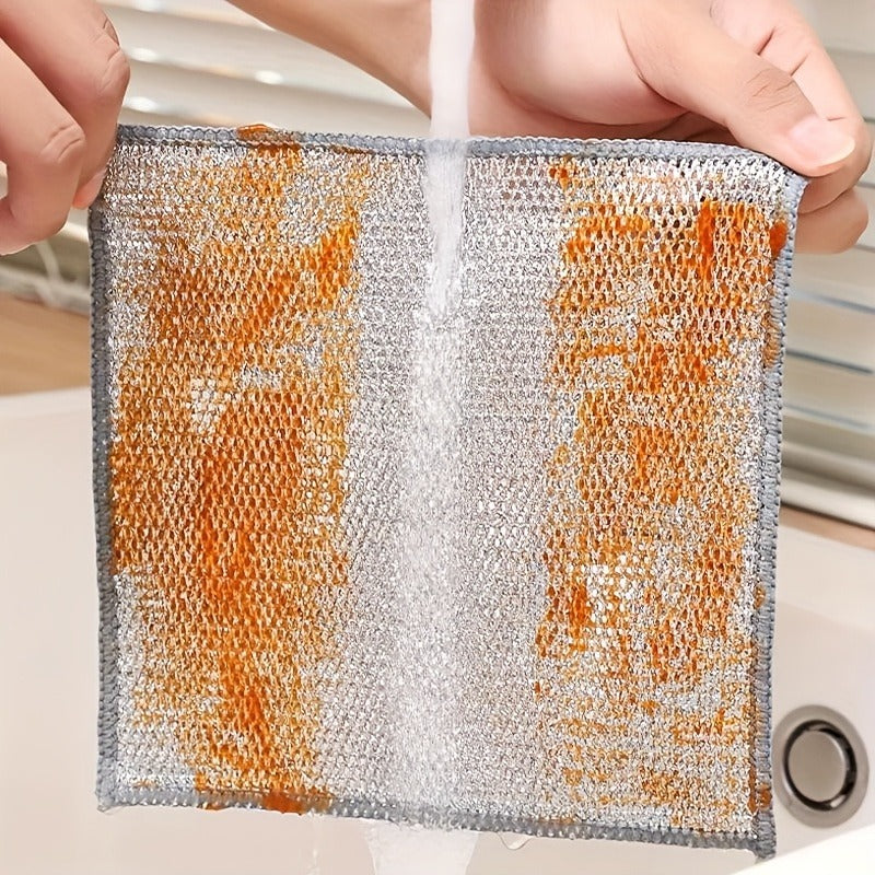 Metal Wire Rags, Cleaning Cloth Towels Scrub Rags Household Kitchen Pot Washing And Dishwashing Double Sided Rags Cleaning Cloth, Commercial Cleaning Cloth, Kitchen Degreasing Cloth, Durable Steel Ball Replacement - Affordable And Easy To Clean