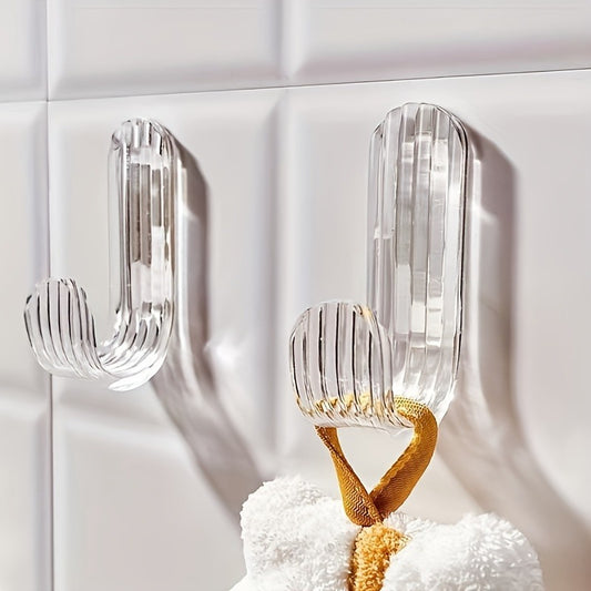 Transparent Acrylic Sticky Hooks, Wall-Mounted Easy to Install, No Need to Punch Holes, Strong Grip, Suitable for Bathrobes, Towels, Bathrooms, Bedrooms, Living Rooms, Storage Decorative, Utility Hooks