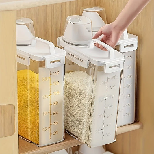 [Leakproof Food Container] Leakproof, Moisture-Proof Airtight Food Storage Container with Lid - Durable PE Material Kitchen Organizer for Grains, Nuts, Flour & Rice