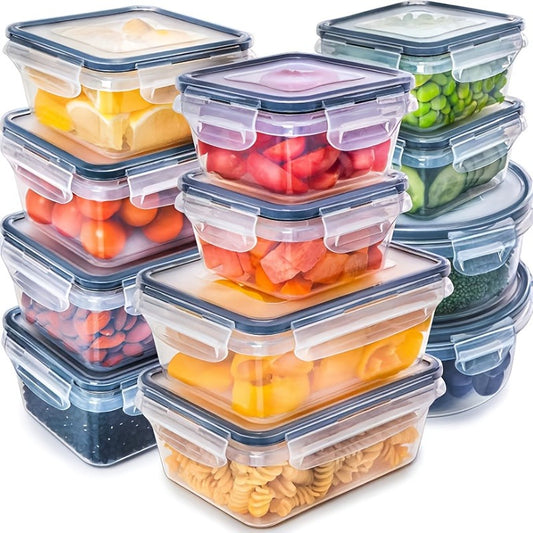24pcs Food Storage Container Set With Easy-Snap Lids (12 Lids + 12 Containers) - Airtight Plastic Containers Gift For Pantry And Kitchen Organization - BPA Free, Comes With Free Labels And Markers, Local Warehouse Delivery