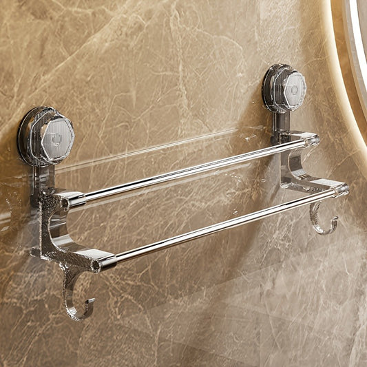 1 piece towel rack with suction cup, non-perforated wall hanging towel rack with hook, bathroom organizer, for towels and bathroom accessories, metal hooks for home and bathroom decor