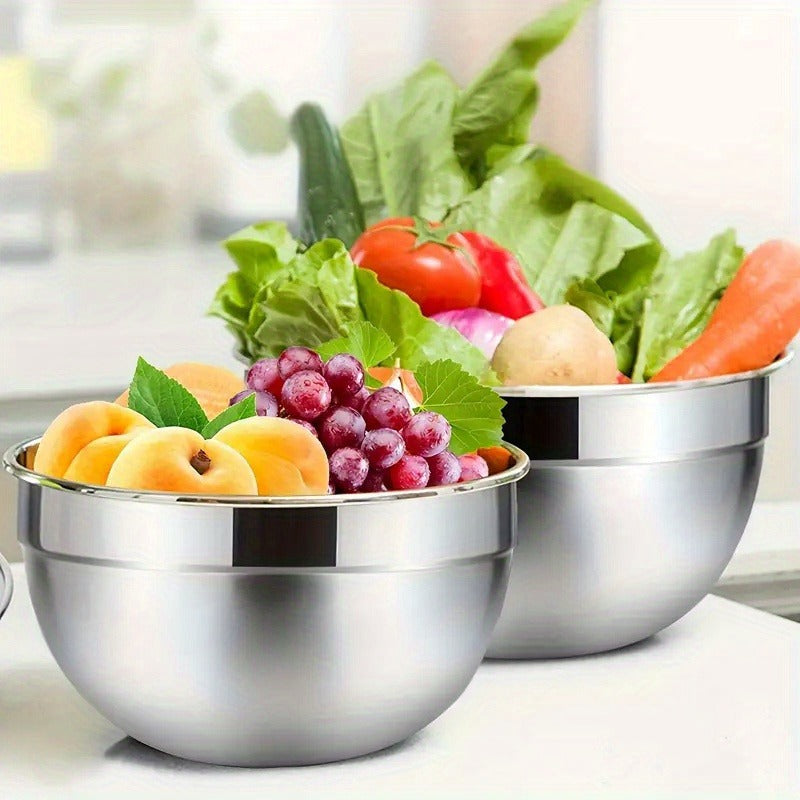 [Mixing Bowl | Stainless Steel] 7pcs Stainless Steel The Mixing Bowl with Cover | Used in The Kitchen, Suit for Baking, Preparing, Cooking and Serving Food, and Can Save Space
