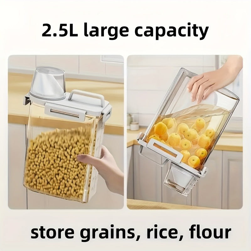 [Leakproof Food Container] Leakproof, Moisture-Proof Airtight Food Storage Container with Lid - Durable PE Material Kitchen Organizer for Grains, Nuts, Flour & Rice