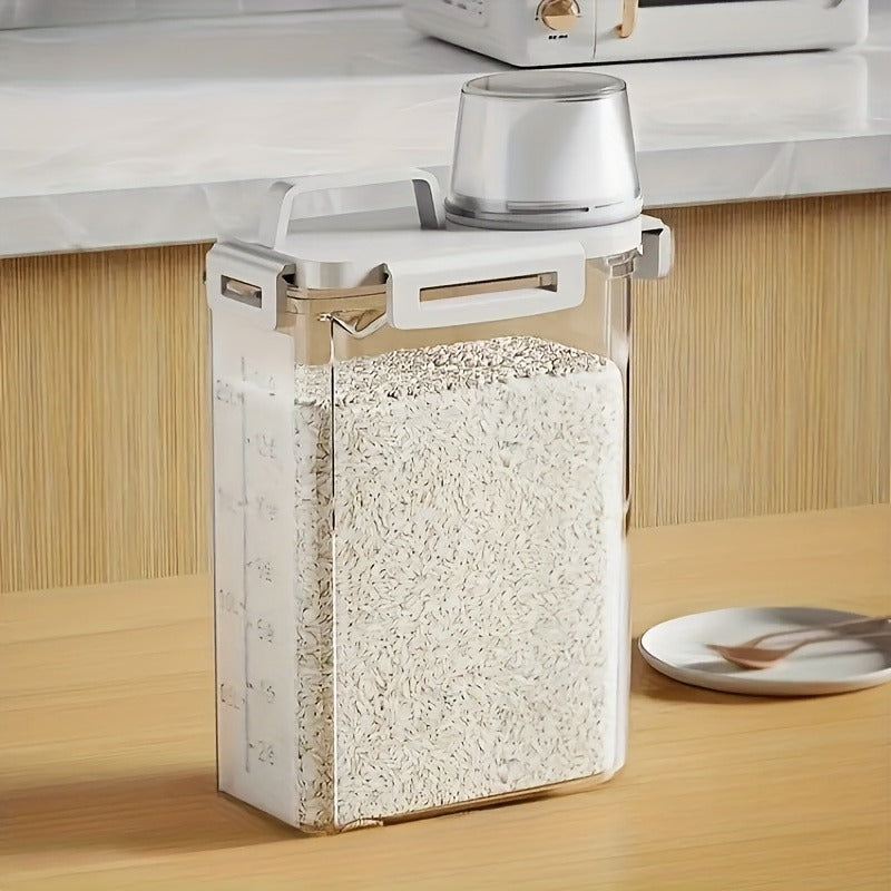 [Leakproof Food Container] Leakproof, Moisture-Proof Airtight Food Storage Container with Lid - Durable PE Material Kitchen Organizer for Grains, Nuts, Flour & Rice