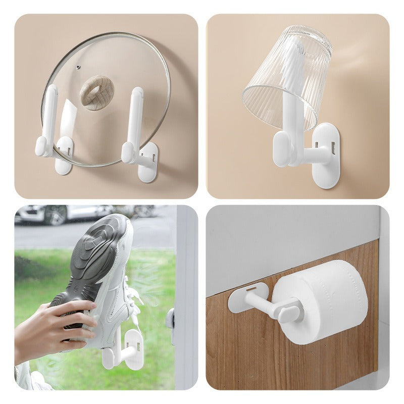 Versatile No-Drill White L-Shaped Telescopic Hook - Stretchable, Wall-Mounted Hanger for Doors, Bathrooms & Kitchens - Modern Plastic Design with Adhesive Backing, Bathroom Hanger, Towel Racks