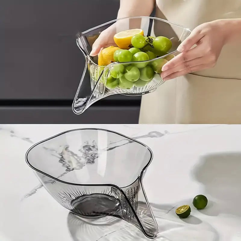 [Multi-Functional Plastic Drain Basket] High-Quality, Versatile Kitchen Drain Basket - Multifunctional Plastic Strainer with Funnel for Vegetables, Pasta, Fruit & Salad - Perfect for BBQs & Outdoor Cooking