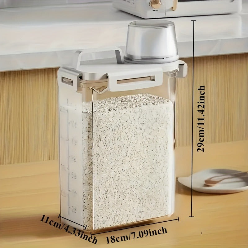 [Leakproof Food Container] Leakproof, Moisture-Proof Airtight Food Storage Container with Lid - Durable PE Material Kitchen Organizer for Grains, Nuts, Flour & Rice