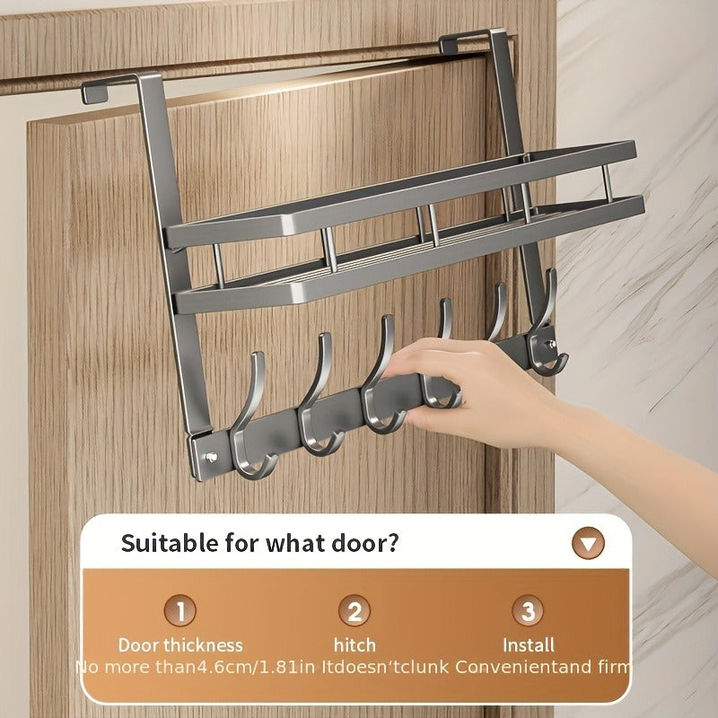 Multifunctional Metal Easy-Install Over-the-Door Storage Rack For Bedroom, Bathroom & Kitchen Organization