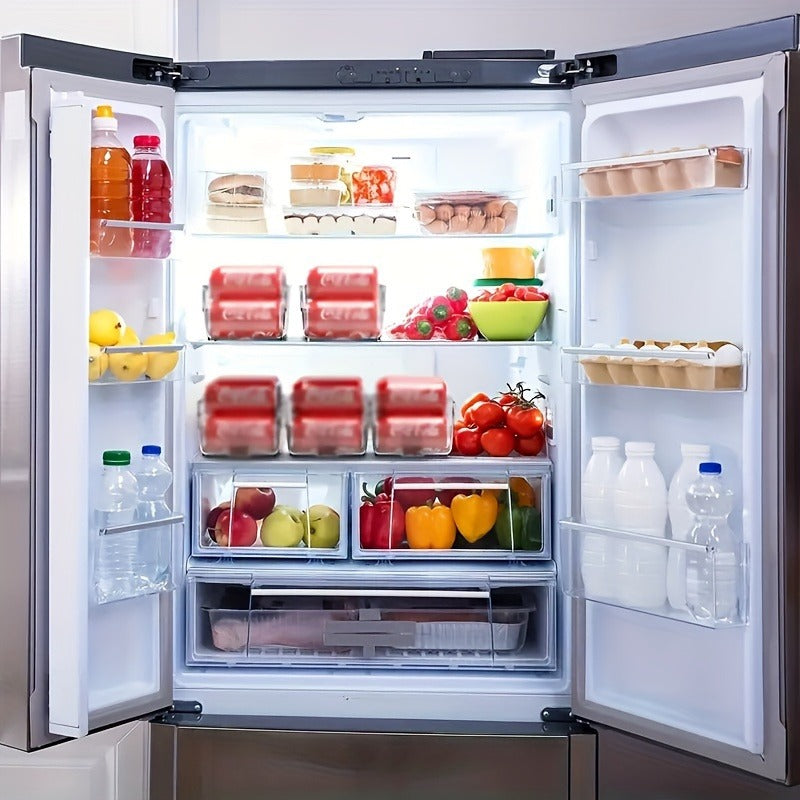 Stackable Large Beverage Racks-Transparent Plastic Refrigerators, Cabinets And Countertop Storage Boxes-Are Perfect for Food And Beverage Finishing in Kitchens And Pantries.