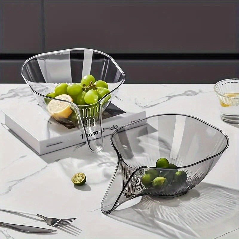 [Multi-Functional Plastic Drain Basket] High-Quality, Versatile Kitchen Drain Basket - Multifunctional Plastic Strainer with Funnel for Vegetables, Pasta, Fruit & Salad - Perfect for BBQs & Outdoor Cooking