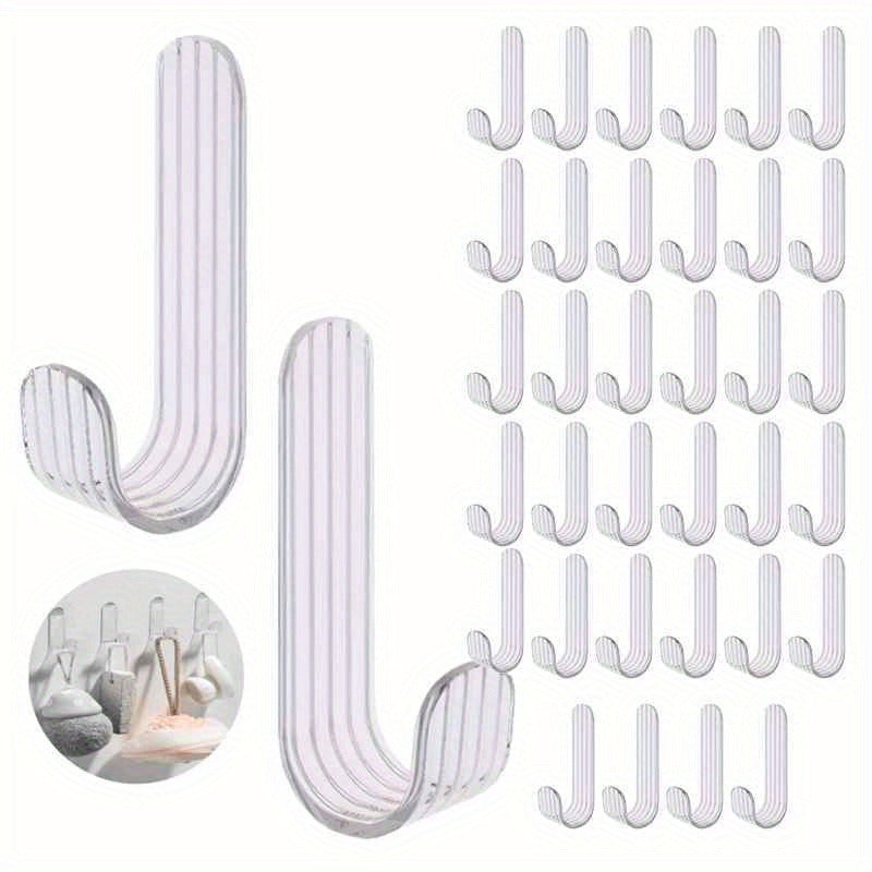 Transparent Acrylic Sticky Hooks, Wall-Mounted Easy to Install, No Need to Punch Holes, Strong Grip, Suitable for Bathrobes, Towels, Bathrooms, Bedrooms, Living Rooms, Storage Decorative, Utility Hooks