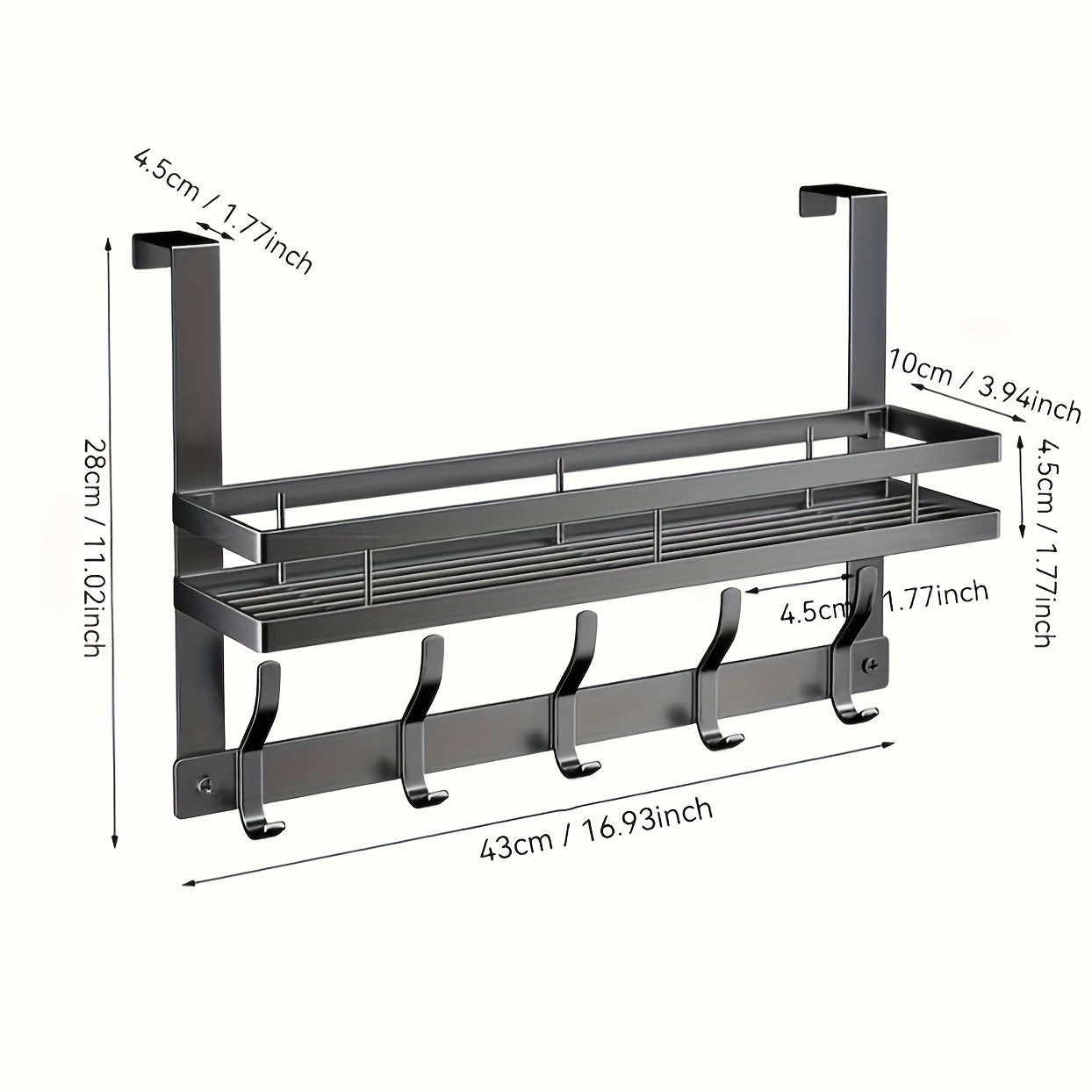 Multifunctional Metal Easy-Install Over-the-Door Storage Rack For Bedroom, Bathroom & Kitchen Organization
