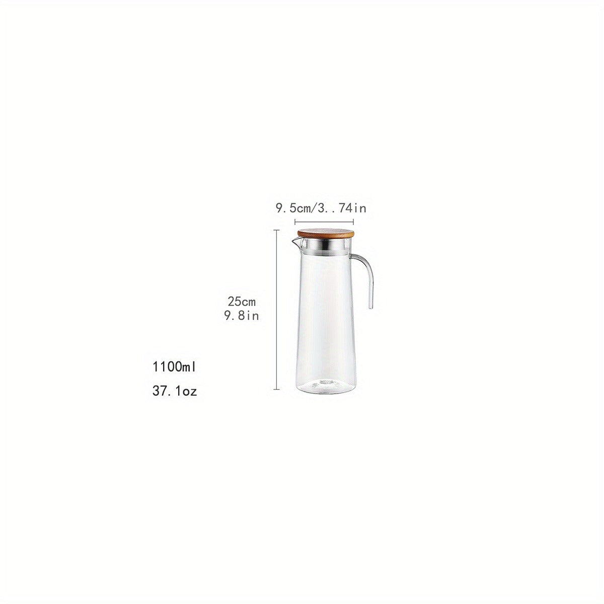 Heavy Duty 1pc Water Pitcher With Lid - 37.1oz/54.1oz Stainless Steel or Wooden Lid - For Juice, Bubble Tea, Summer Drinkware, Kitchen Stuff, Home Kitchen Items, Birthday Gifts