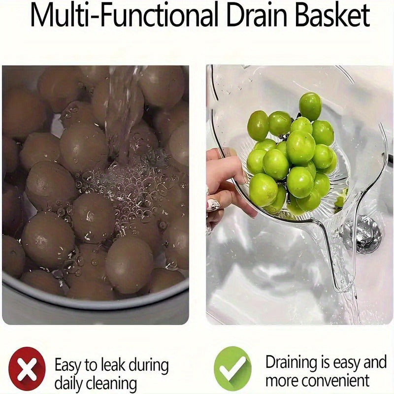 [Multi-Functional Plastic Drain Basket] High-Quality, Versatile Kitchen Drain Basket - Multifunctional Plastic Strainer with Funnel for Vegetables, Pasta, Fruit & Salad - Perfect for BBQs & Outdoor Cooking